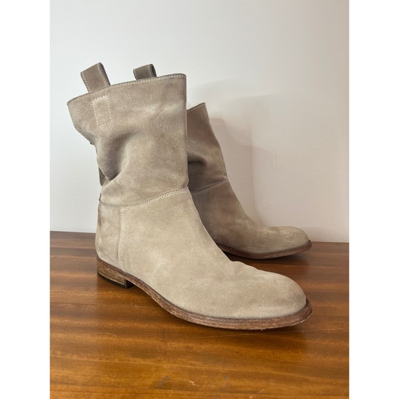 Alberto Fermani Women Tan Suede Slouch Moto Boots Size EU 37 Italy US 6.5/7